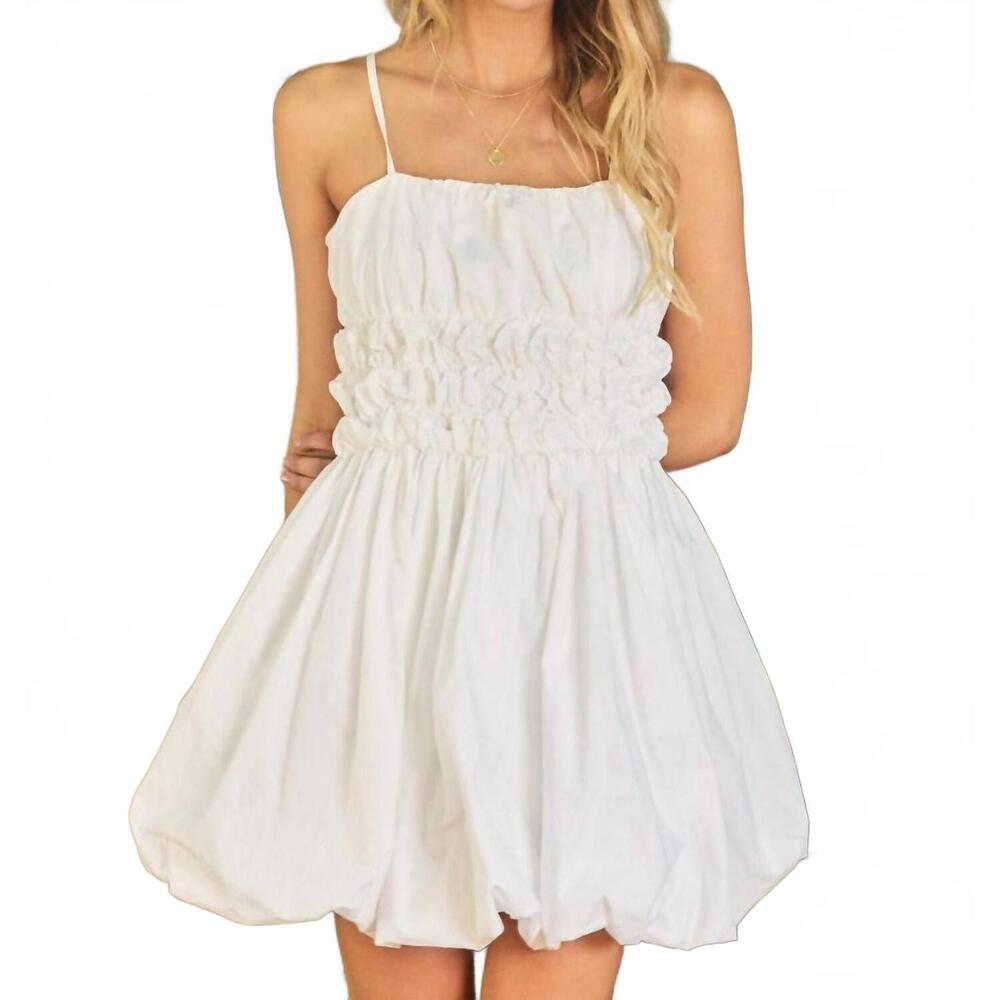 NEW PINCH women's bubble hem mini dress in white
